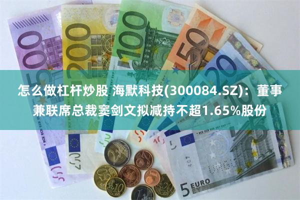 怎么做杠杆炒股 海默科技(300084.SZ)：董事兼联席总裁窦剑文拟减持不超1.65%股份