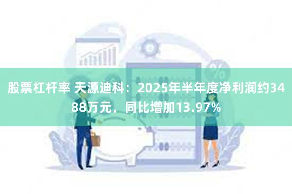 股票杠杆率 天源迪科：2025年半年度净利润约3488万元，同比增加13.97%